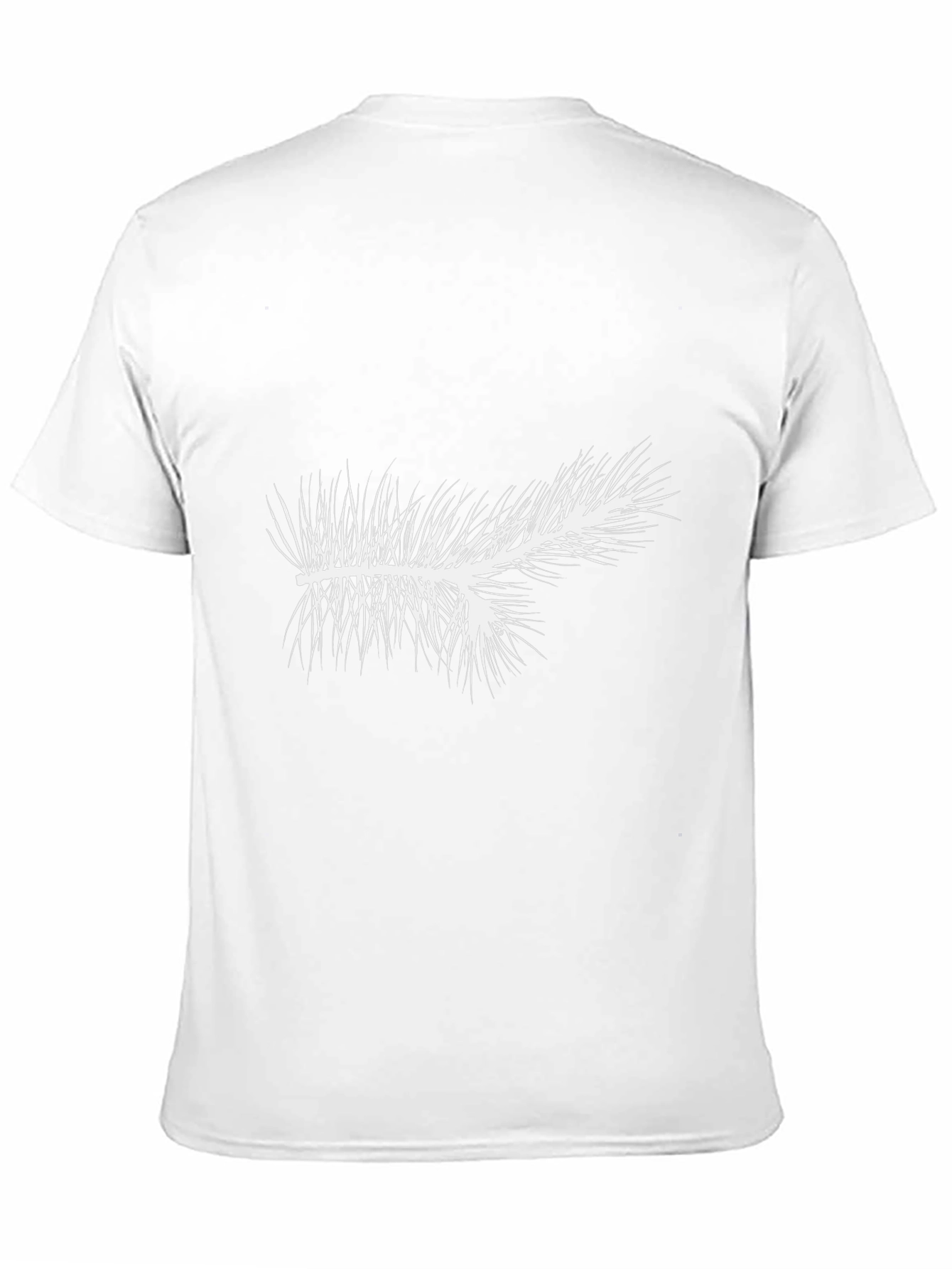 Mens Black T-Shirt with White Pine Branch Graphic