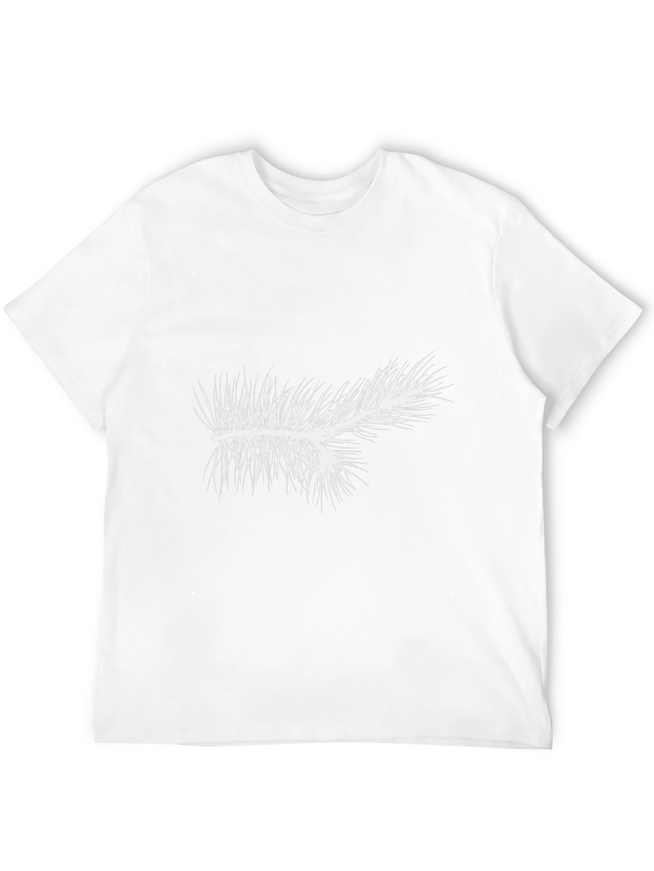 Mens Black T-Shirt with White Pine Branch Graphic