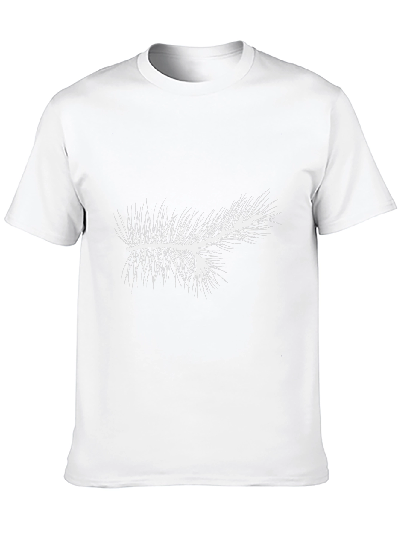 Mens Black T-Shirt with White Pine Branch Graphic