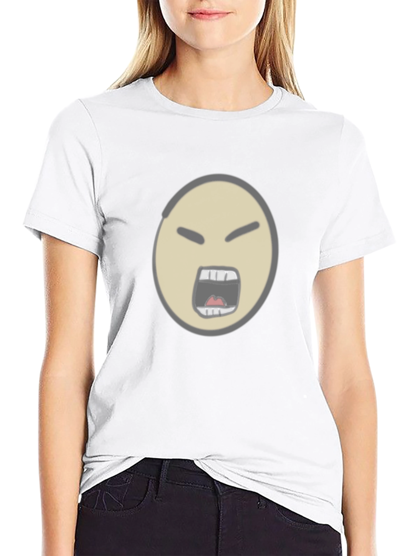 Angry Face Emoji Graphic Black T-Shirt