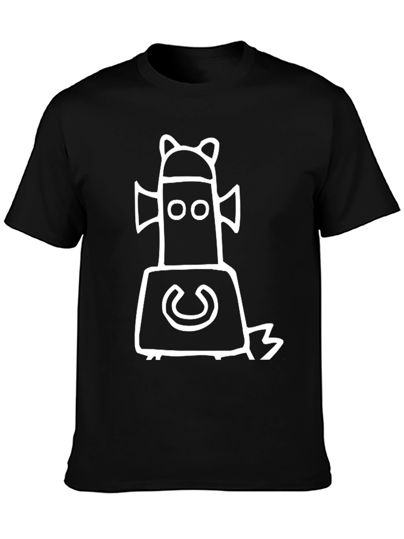 Black T-Shirt with Unique Character Design