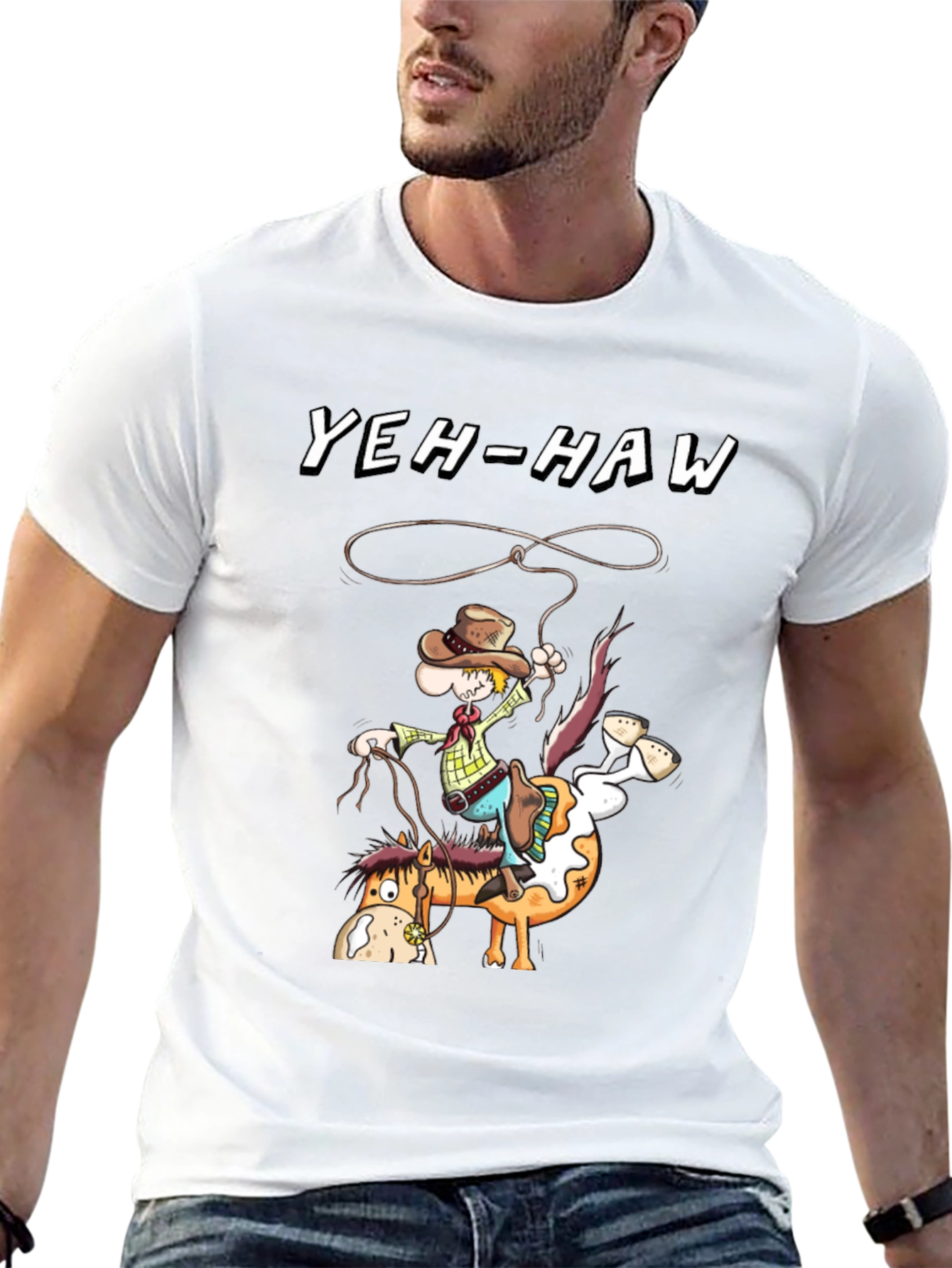 Yeh-Haw Rodeo Cartoon Graphic T-Shirt