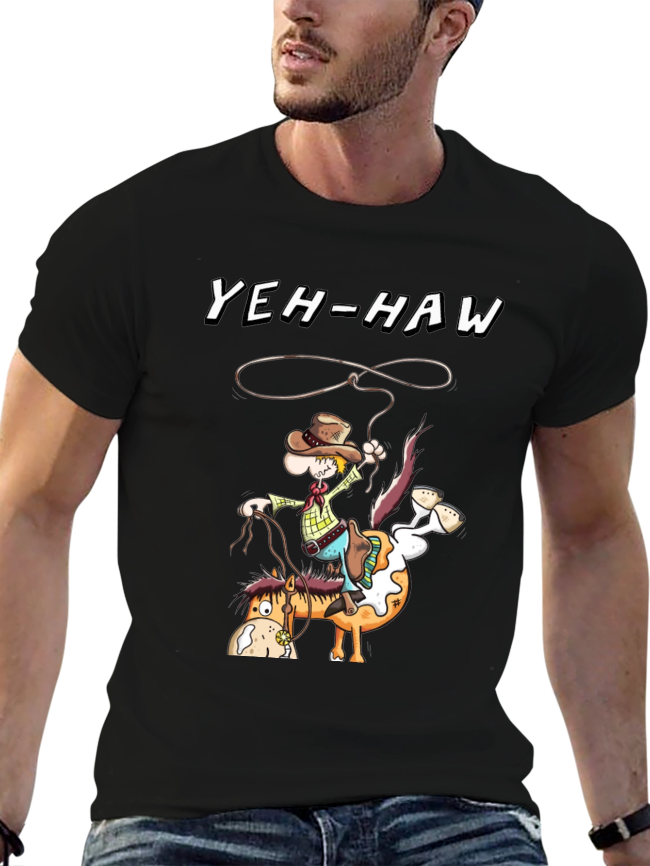 Yeh-Haw Rodeo Cartoon Graphic T-Shirt
