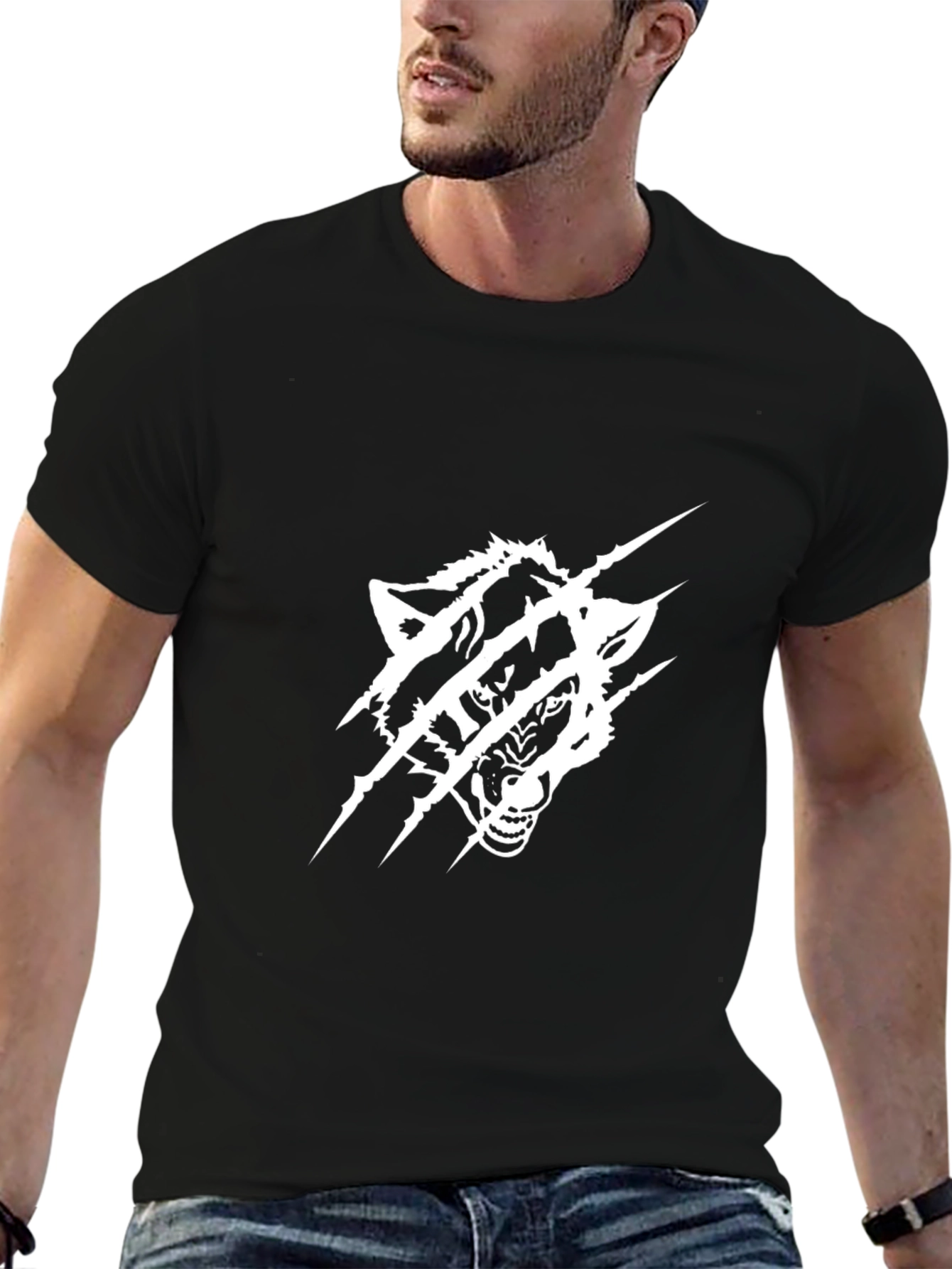 Black Wolf Graphic Print Tee