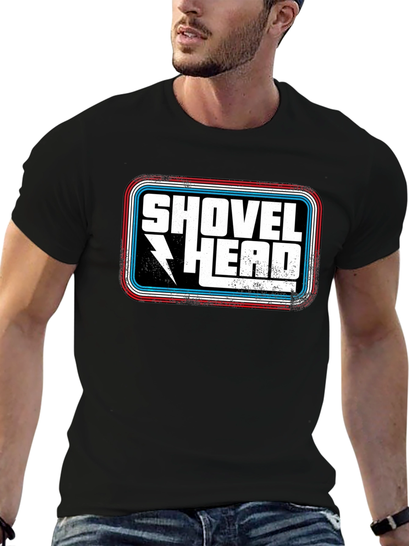Shovel Head Graphic Tee - Retro Style Black T-Shirt