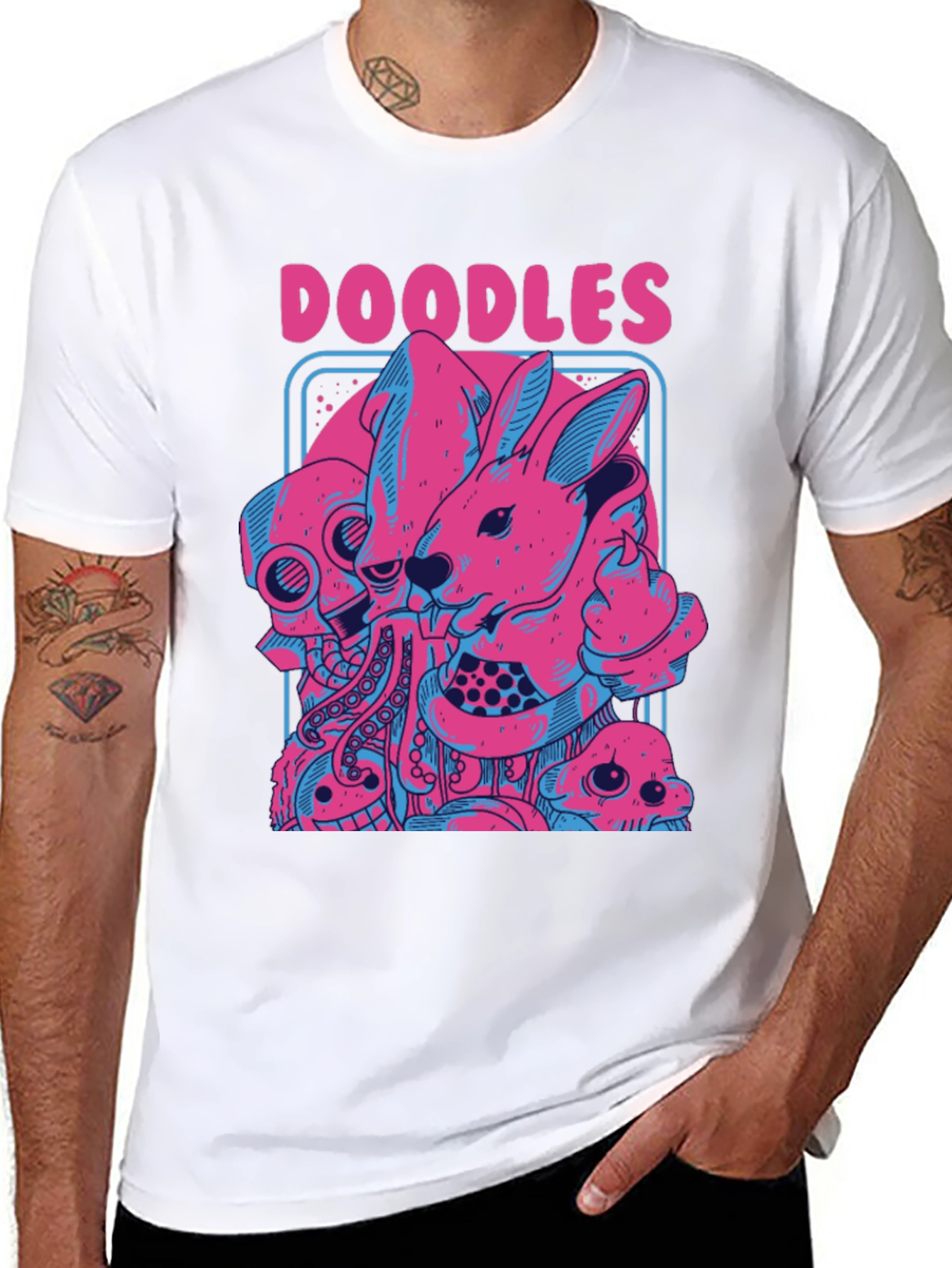 Doodles Graphic Print Black T-Shirt