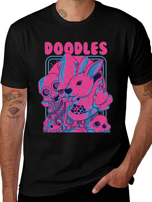 Doodles Graphic Print Black T-Shirt