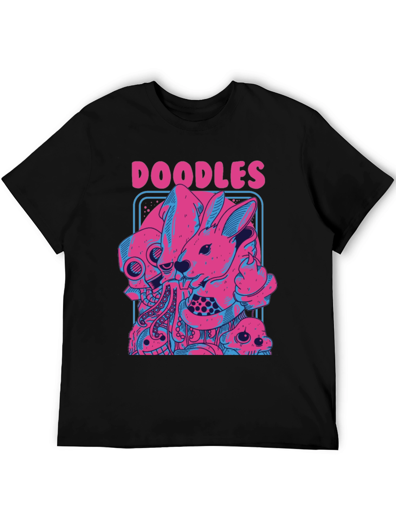 Doodles Graphic Print Black T-Shirt