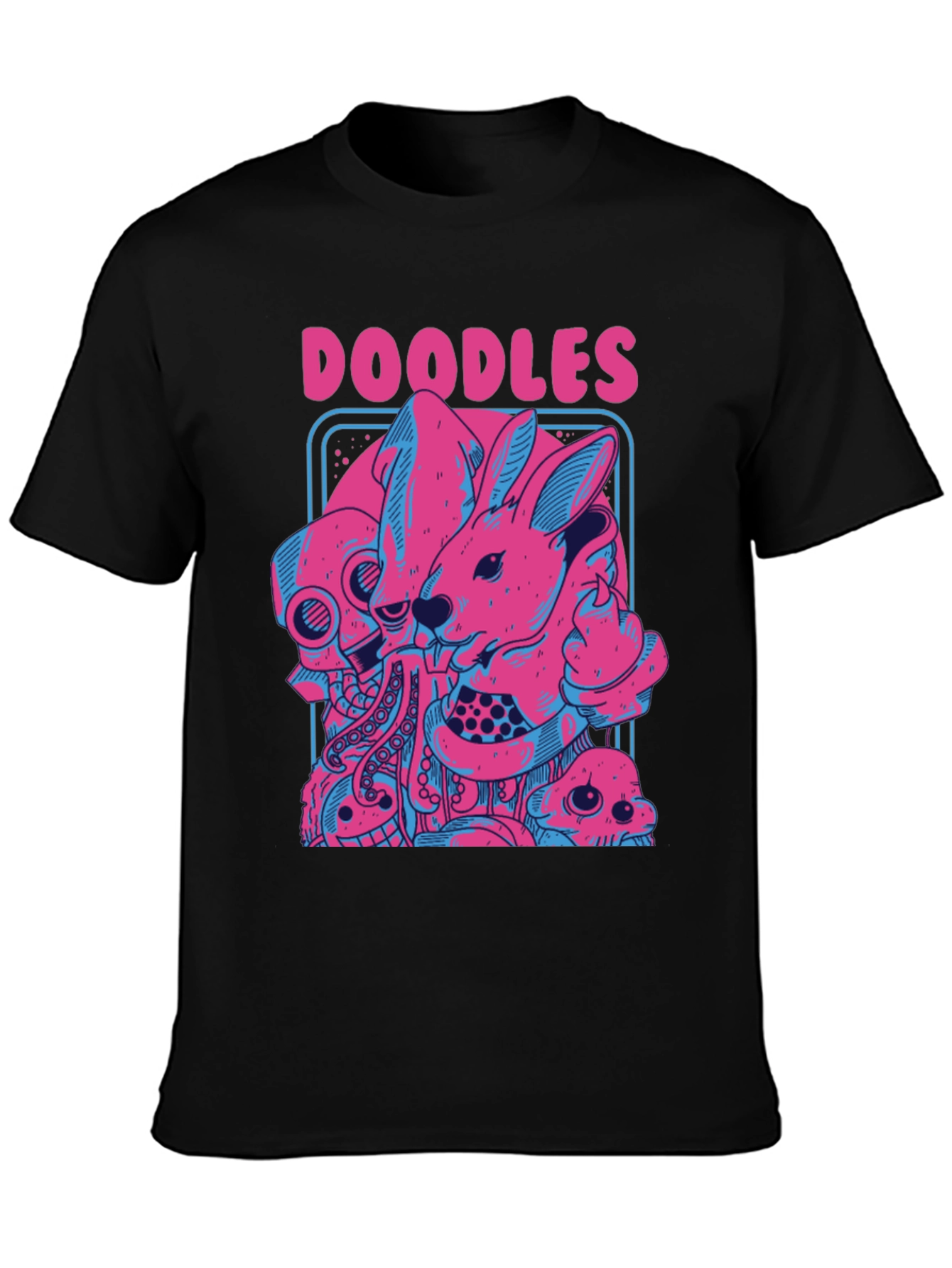 Doodles Graphic Print Black T-Shirt