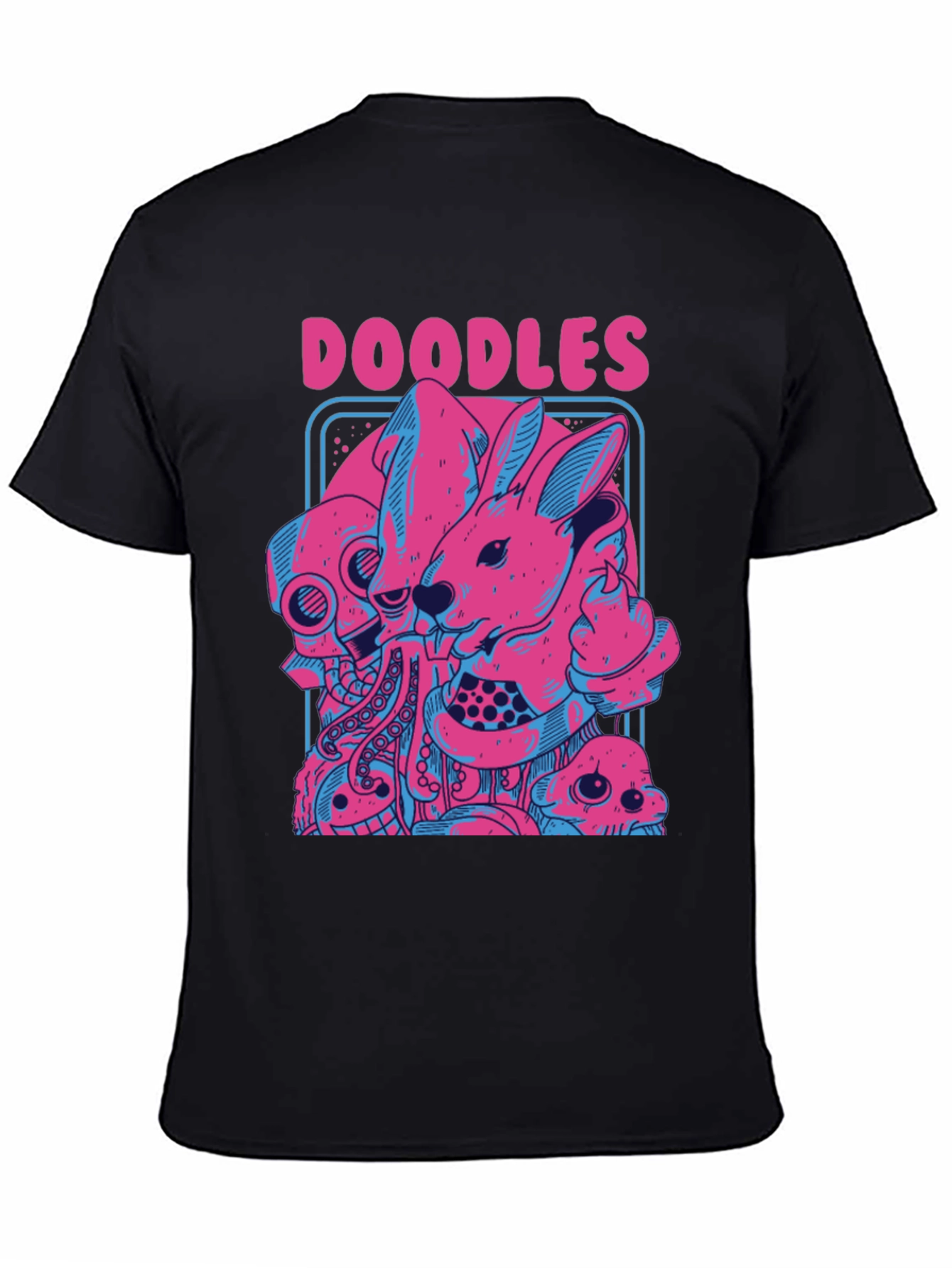 Doodles Graphic Print Black T-Shirt