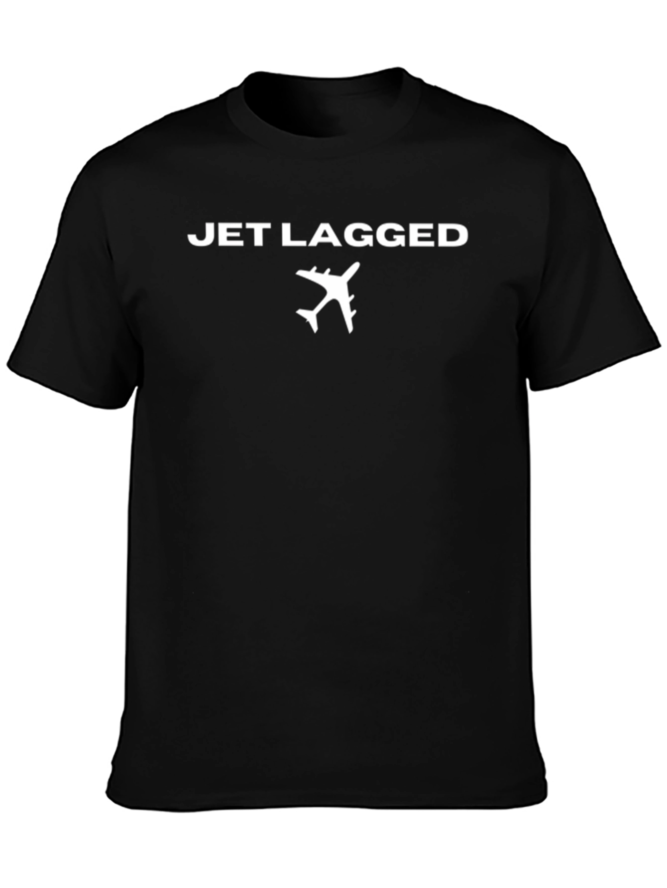 Jet Lagged T-Shirt - Black Crew Neck Graphic Tee