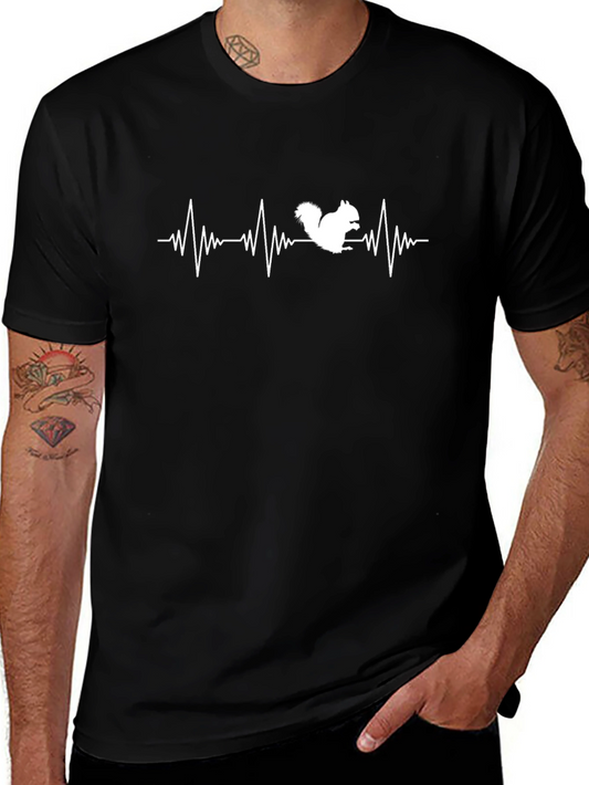 Squirrel Heartbeat T-Shirt - Black Cotton Tee