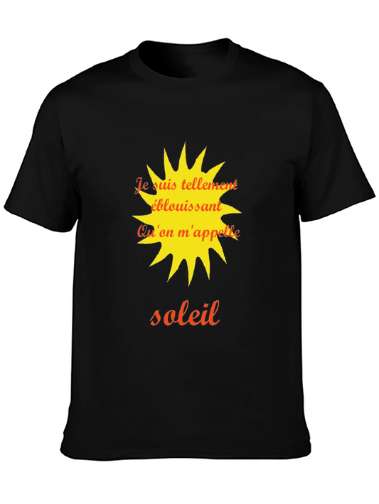 Stylish Black T-Shirt with a French Sun Design