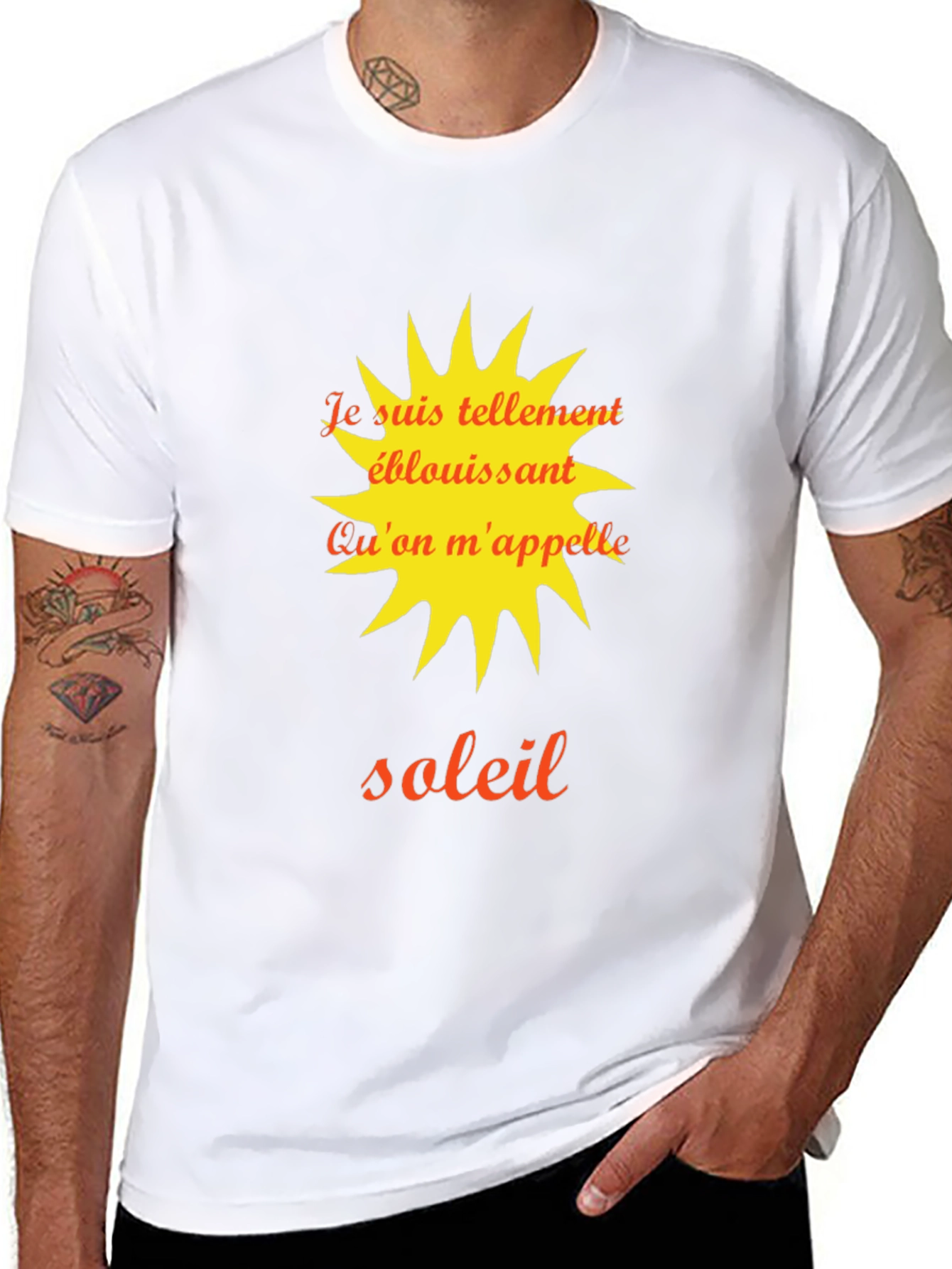 Stylish Black T-Shirt with a French Sun Design