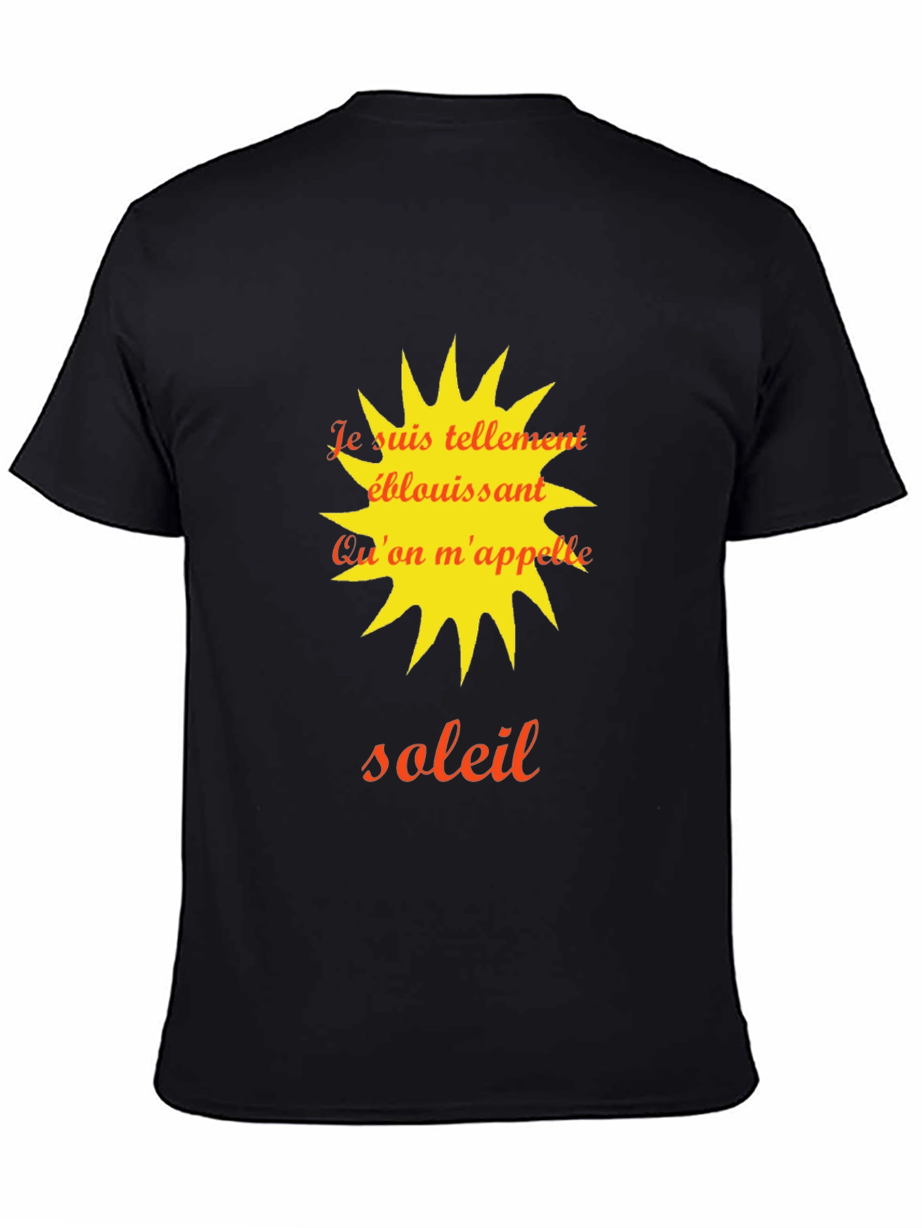 Stylish Black T-Shirt with a French Sun Design