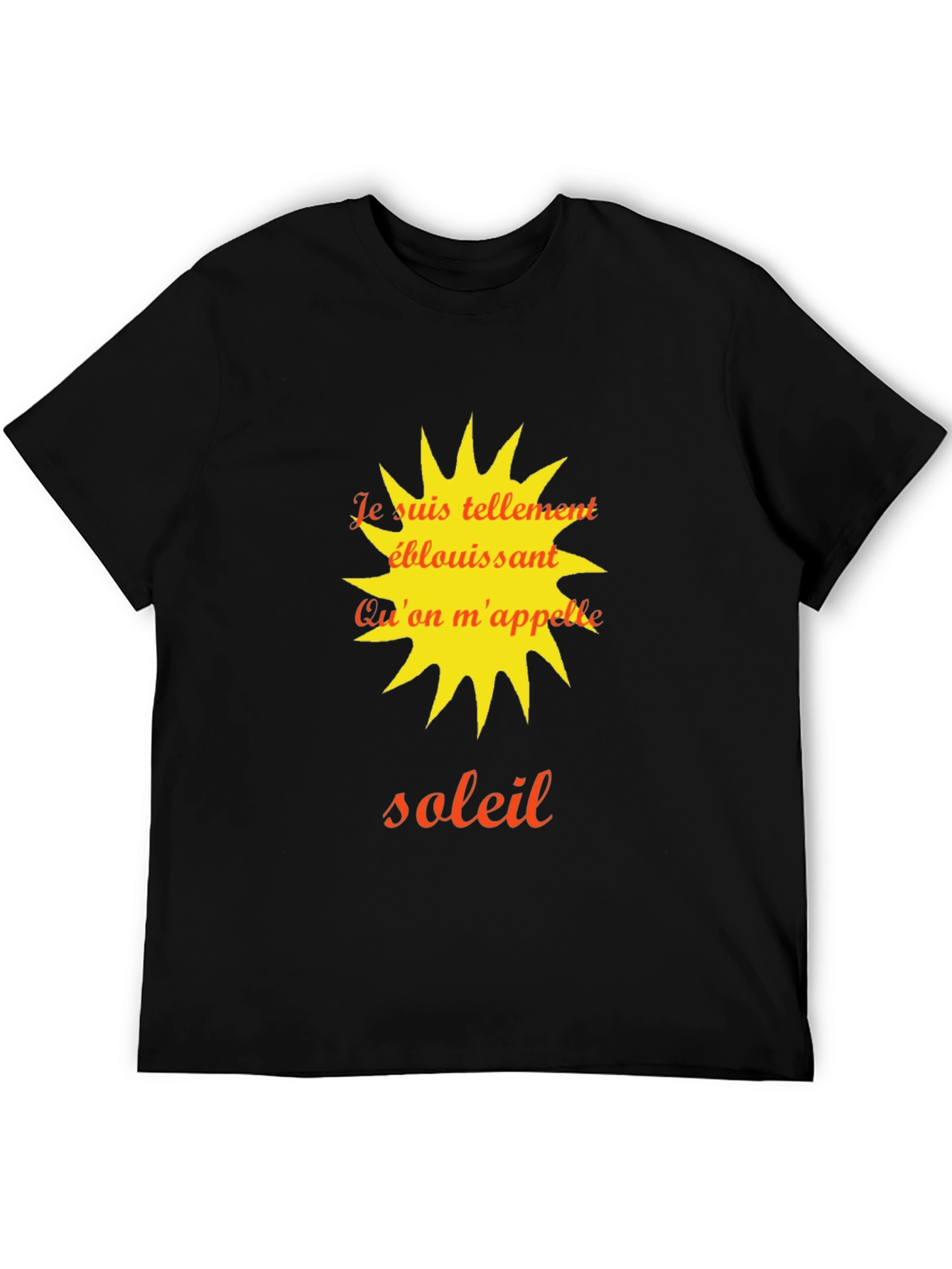 Stylish Black T-Shirt with a French Sun Design
