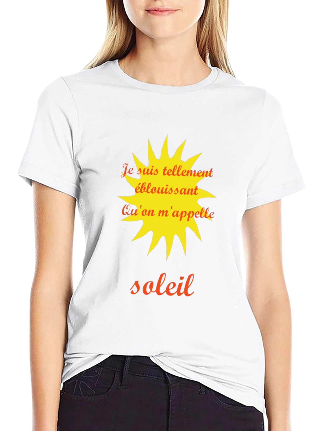 Stylish Black T-Shirt with a French Sun Design