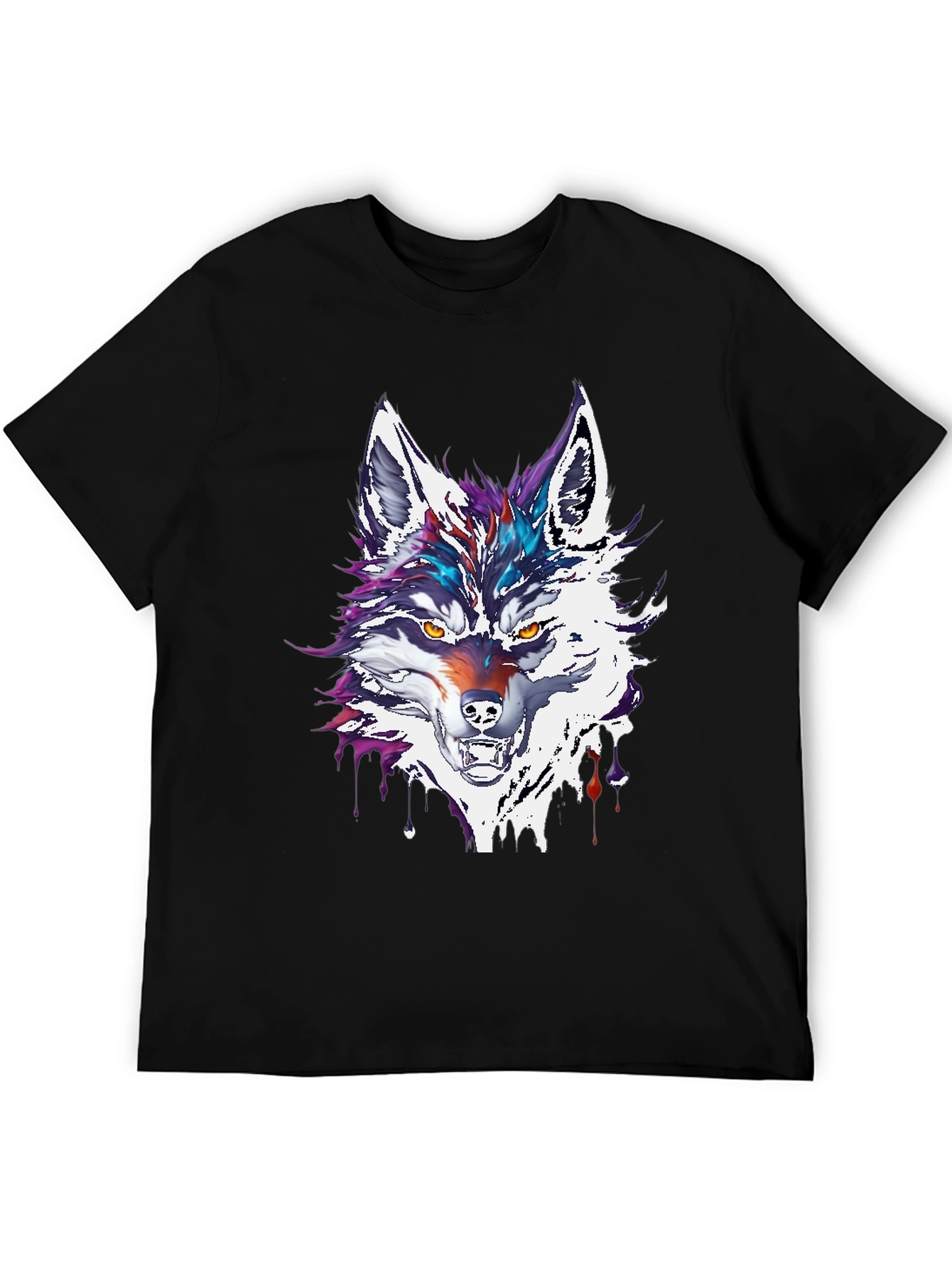Abstract Wolf Graphic Tee - Mens Black T-Shirt