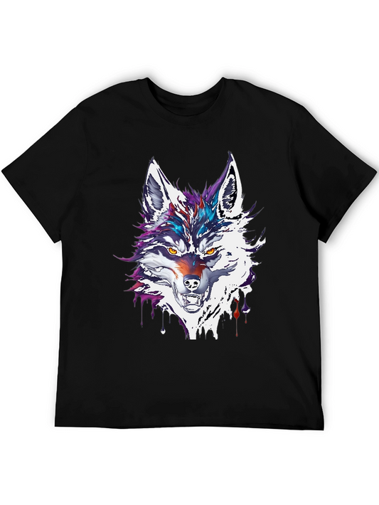 Abstract Wolf Graphic Tee - Mens Black T-Shirt