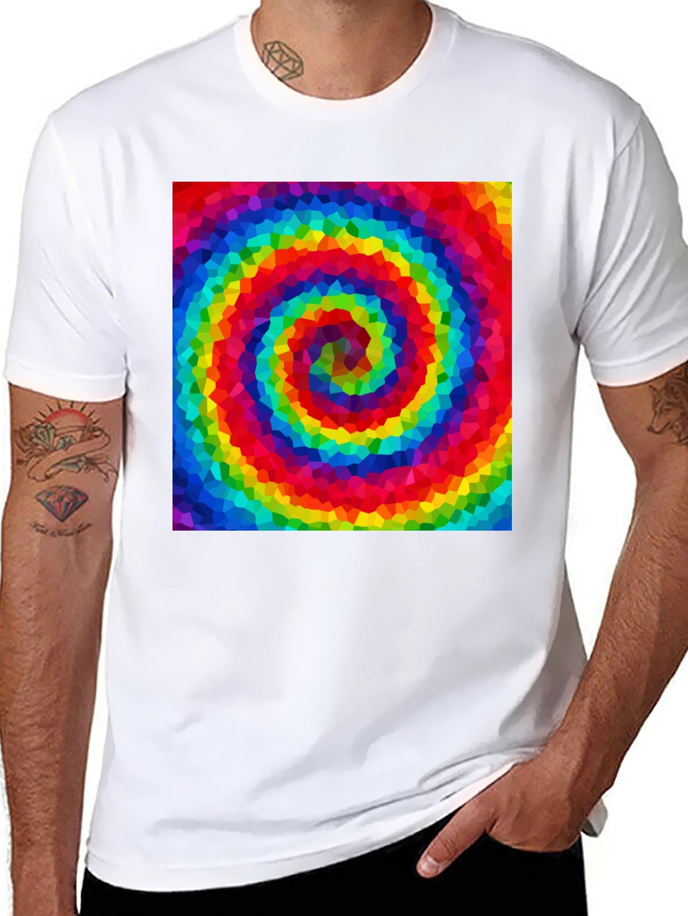 Rainbow Swirl Graphic Tee - Black Cotton Blend