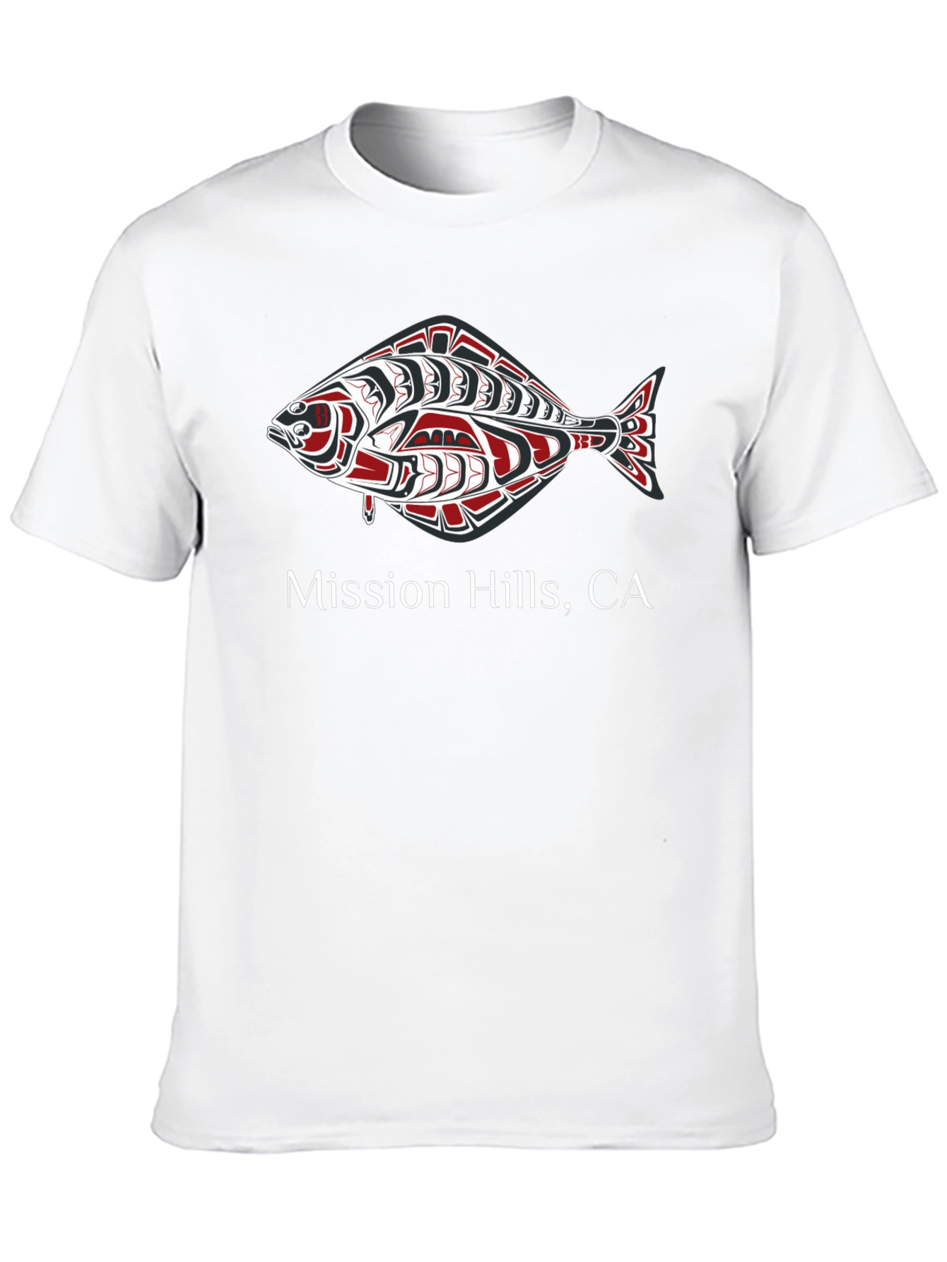 Mission Hills CA Fish Graphic Black T-Shirt