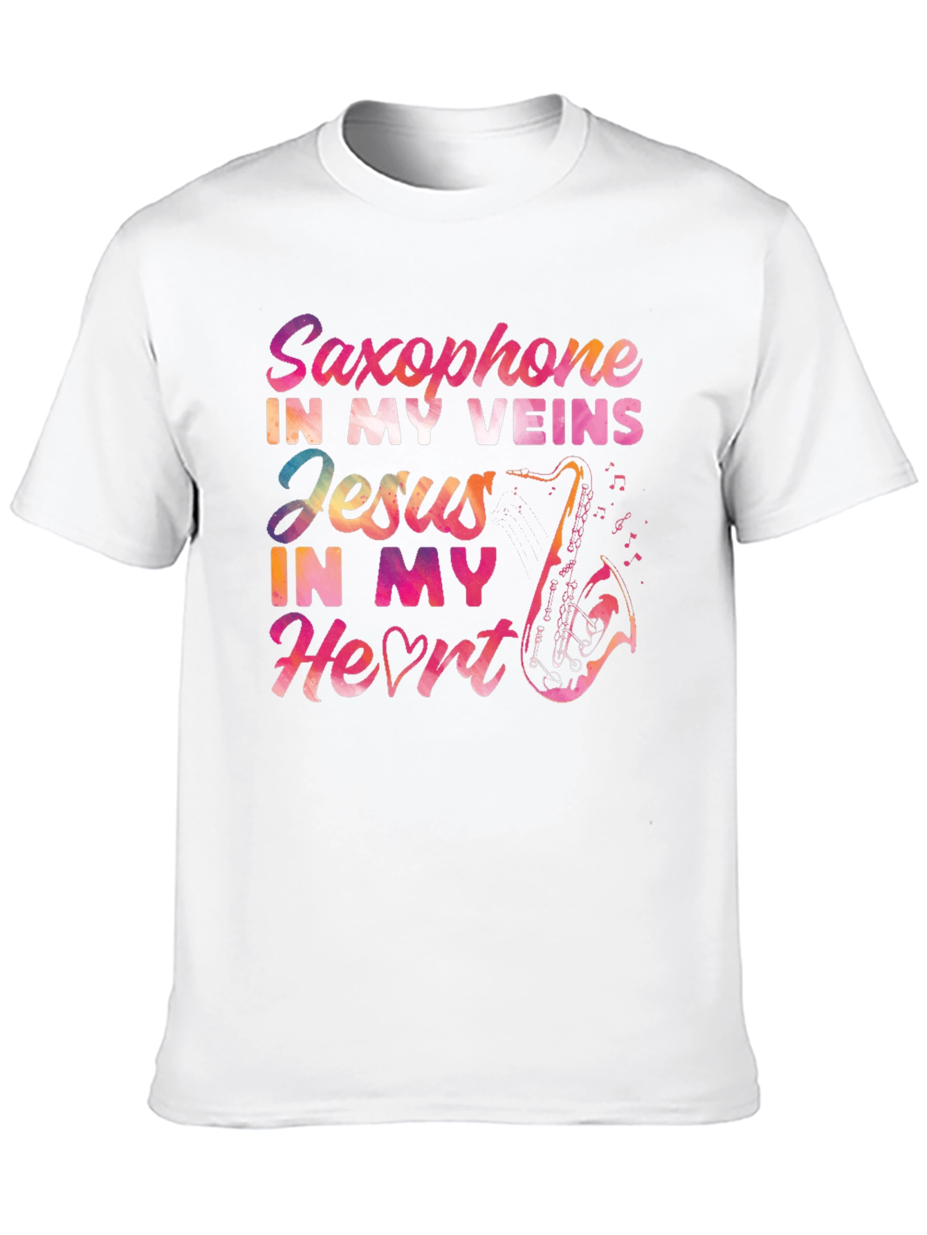 Saxophone Jesus Heart T-Shirt - Musical Faith Tee