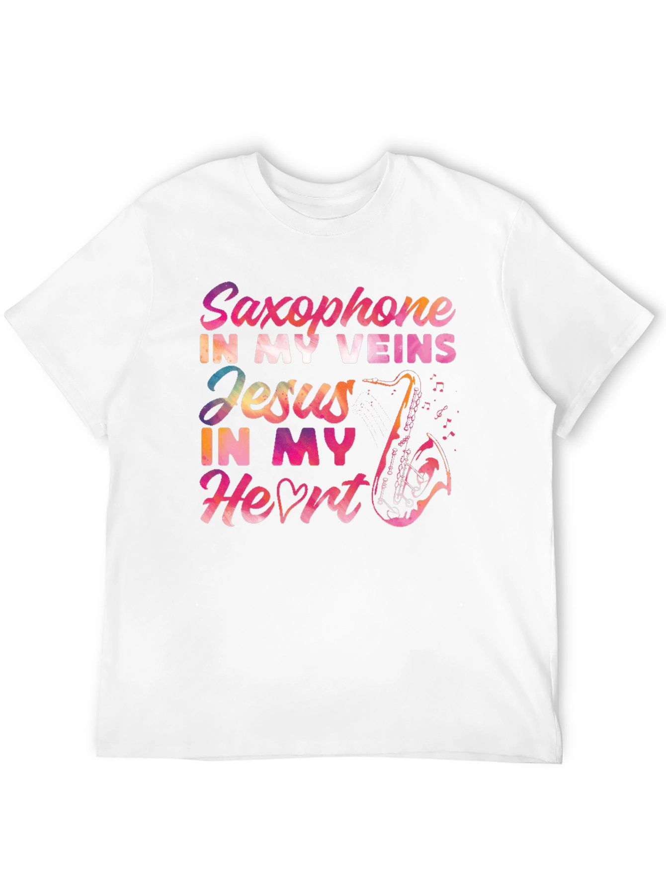 Saxophone Jesus Heart T-Shirt - Musical Faith Tee