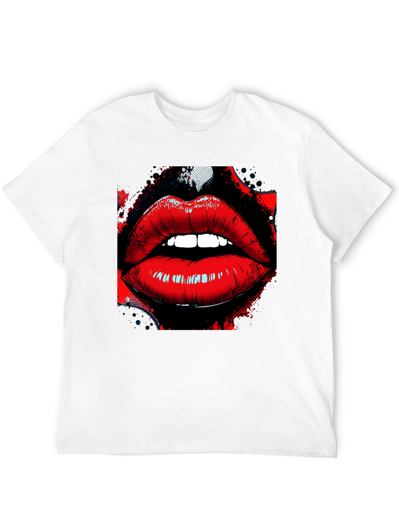 Graphic Lips T-Shirt - Stylish Black Tee