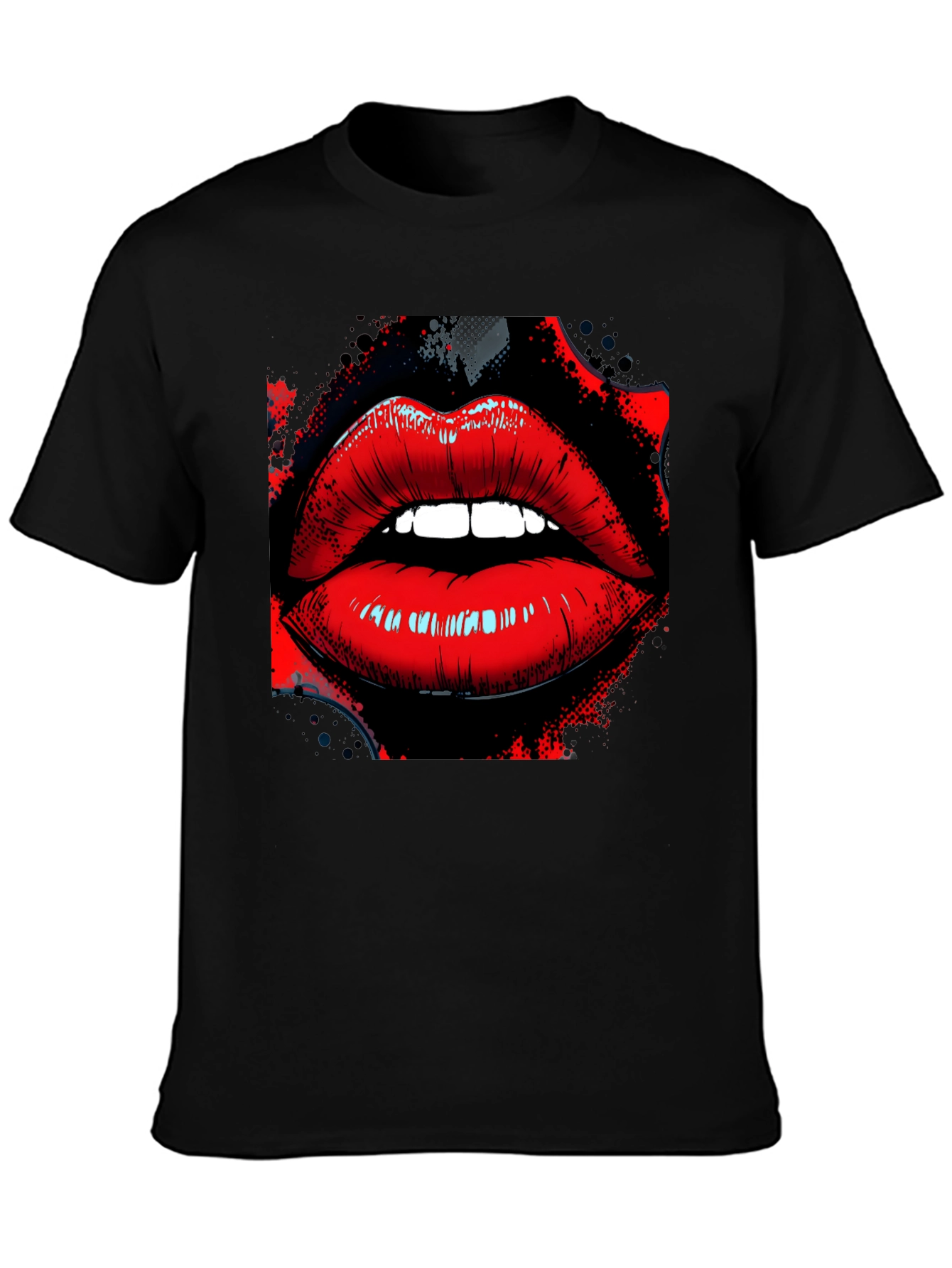 Graphic Lips T-Shirt - Stylish Black Tee