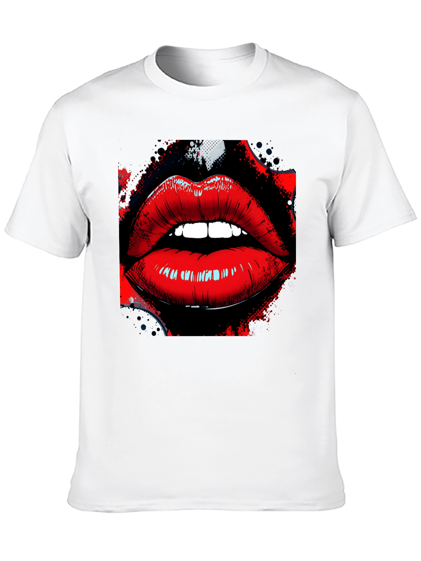 Graphic Lips T-Shirt - Stylish Black Tee