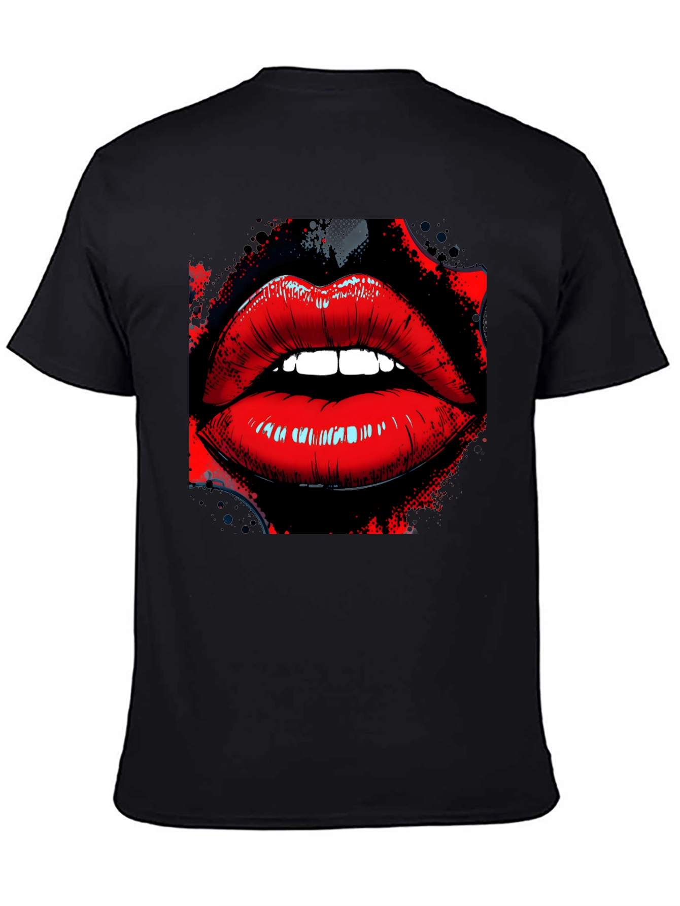 Graphic Lips T-Shirt - Stylish Black Tee