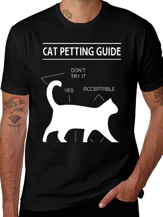 Cat Petting Guide T-Shirt Funny Graphic Tee