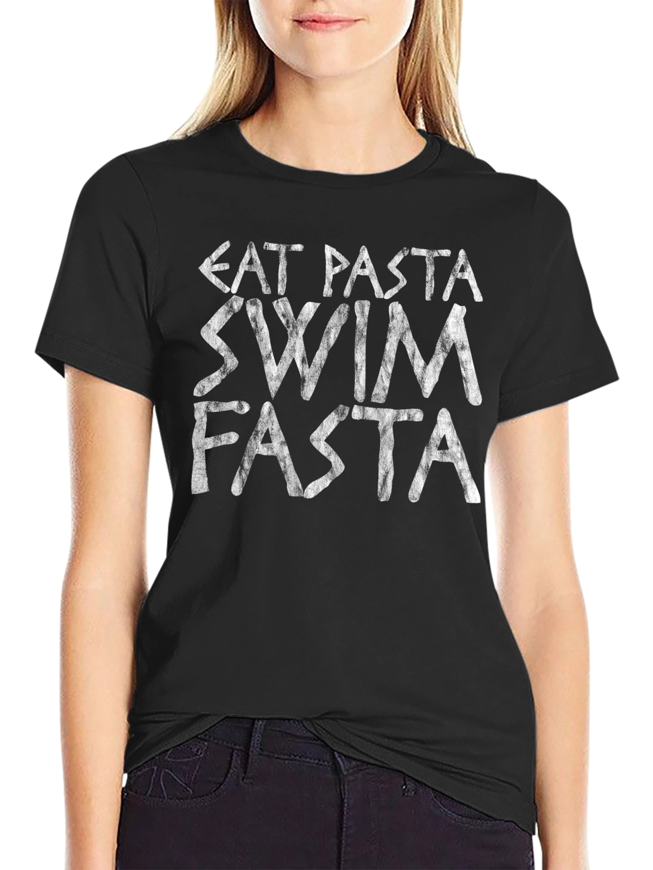 Eat Pasta Swim Fasta T-Shirt - Funny Triathlete Tee