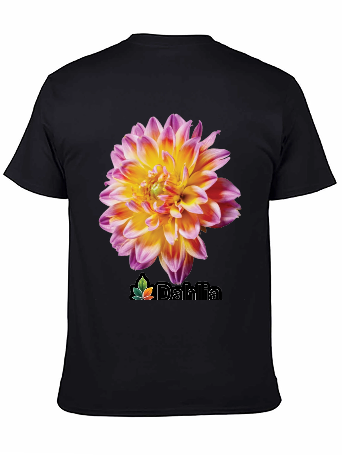Dahlia Flower Graphic Black T-Shirt