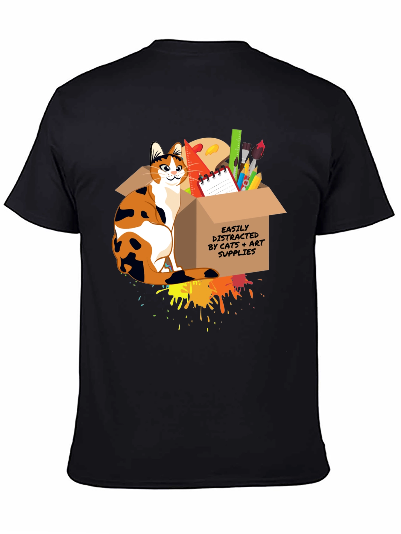 Cat & Art Supplies Graphic T-Shirt