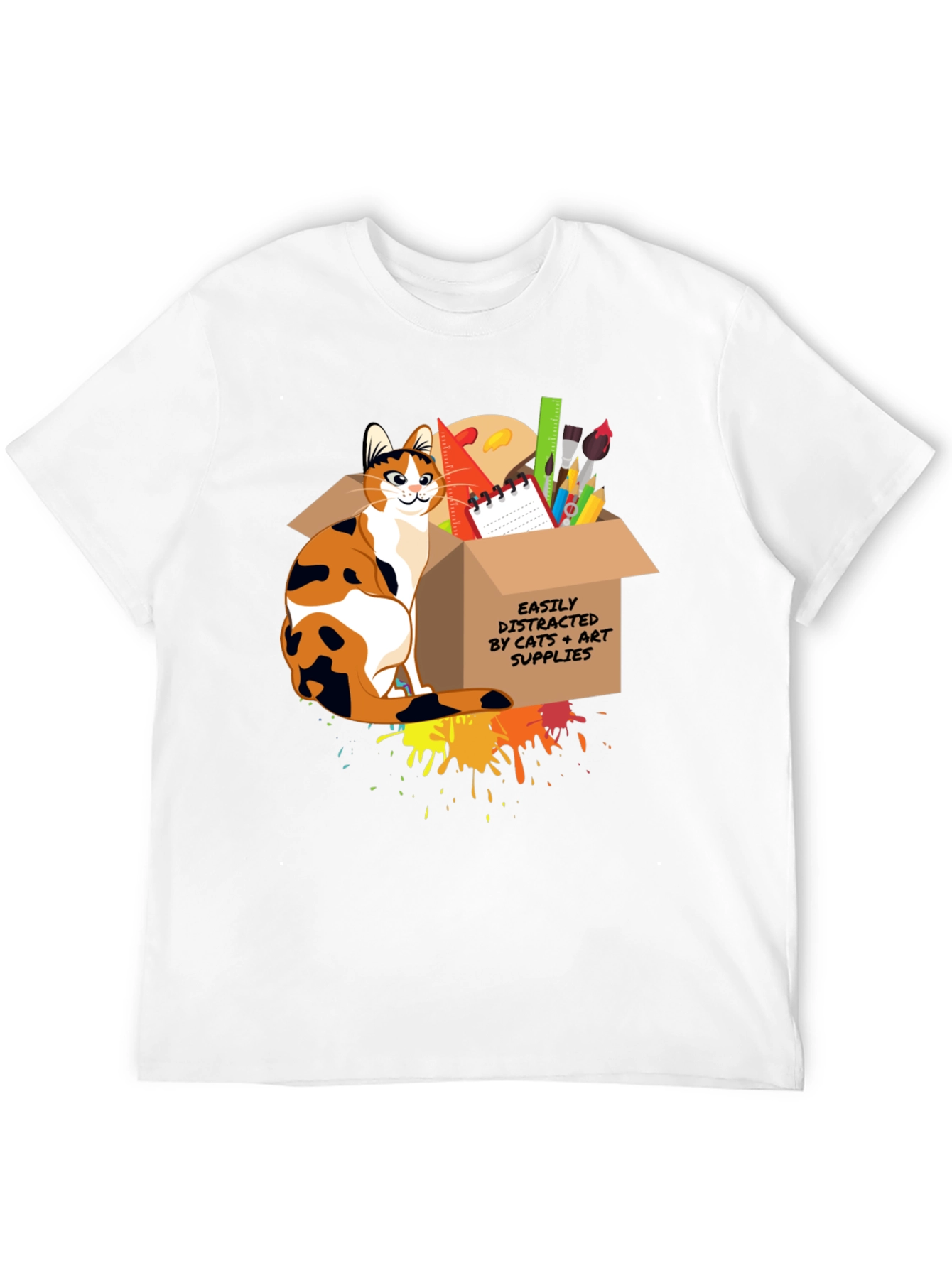Cat & Art Supplies Graphic T-Shirt