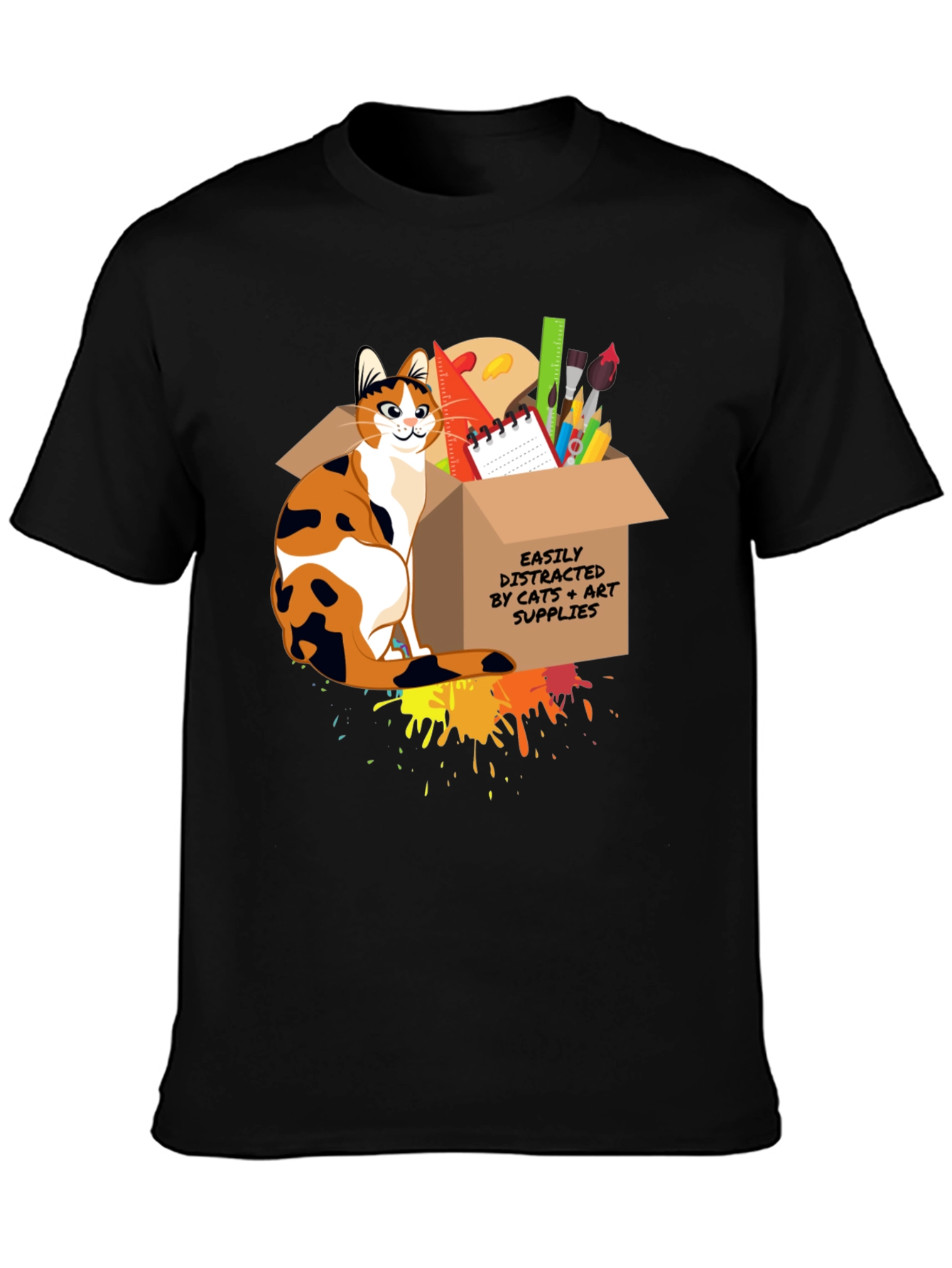 Cat & Art Supplies Graphic T-Shirt