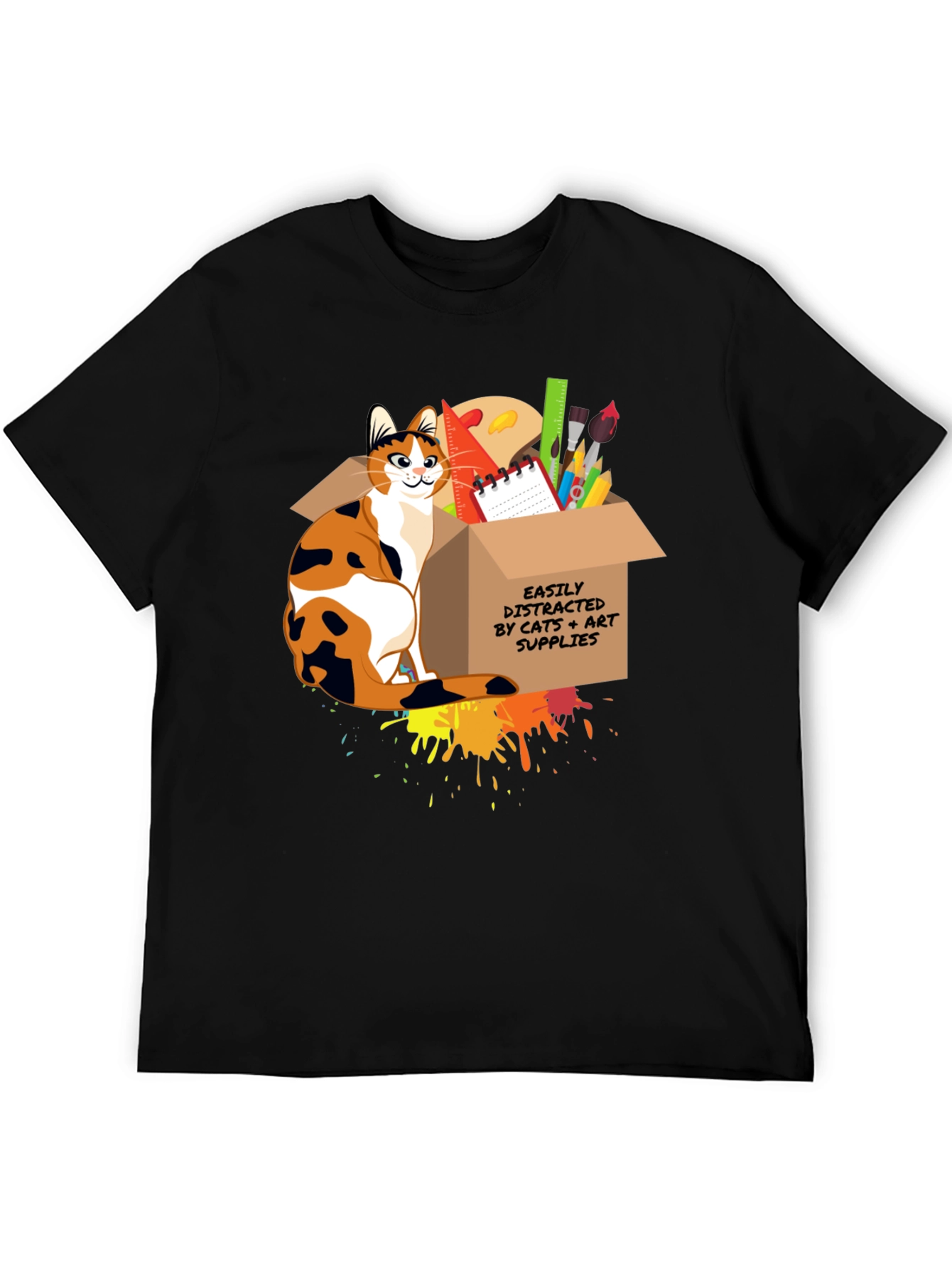 Cat & Art Supplies Graphic T-Shirt