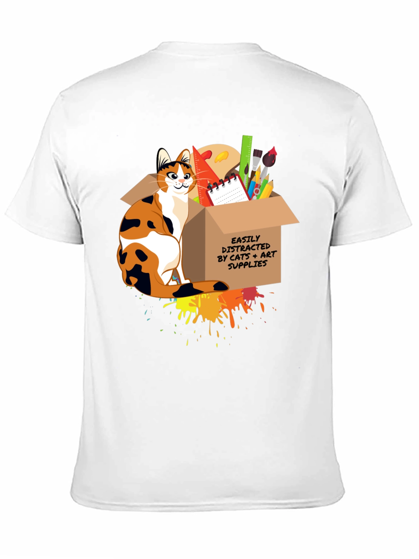Cat & Art Supplies Graphic T-Shirt