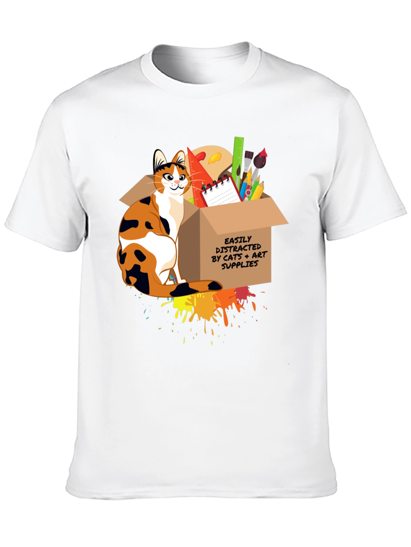 Cat & Art Supplies Graphic T-Shirt