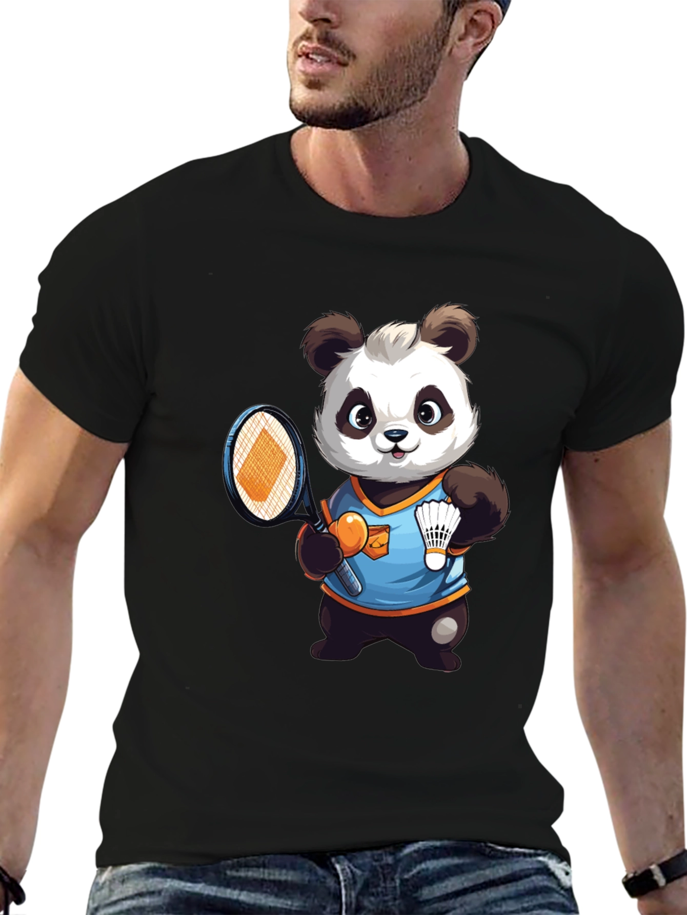 Cute Panda Badminton T-Shirt