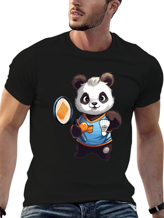 Cute Panda Badminton T-Shirt