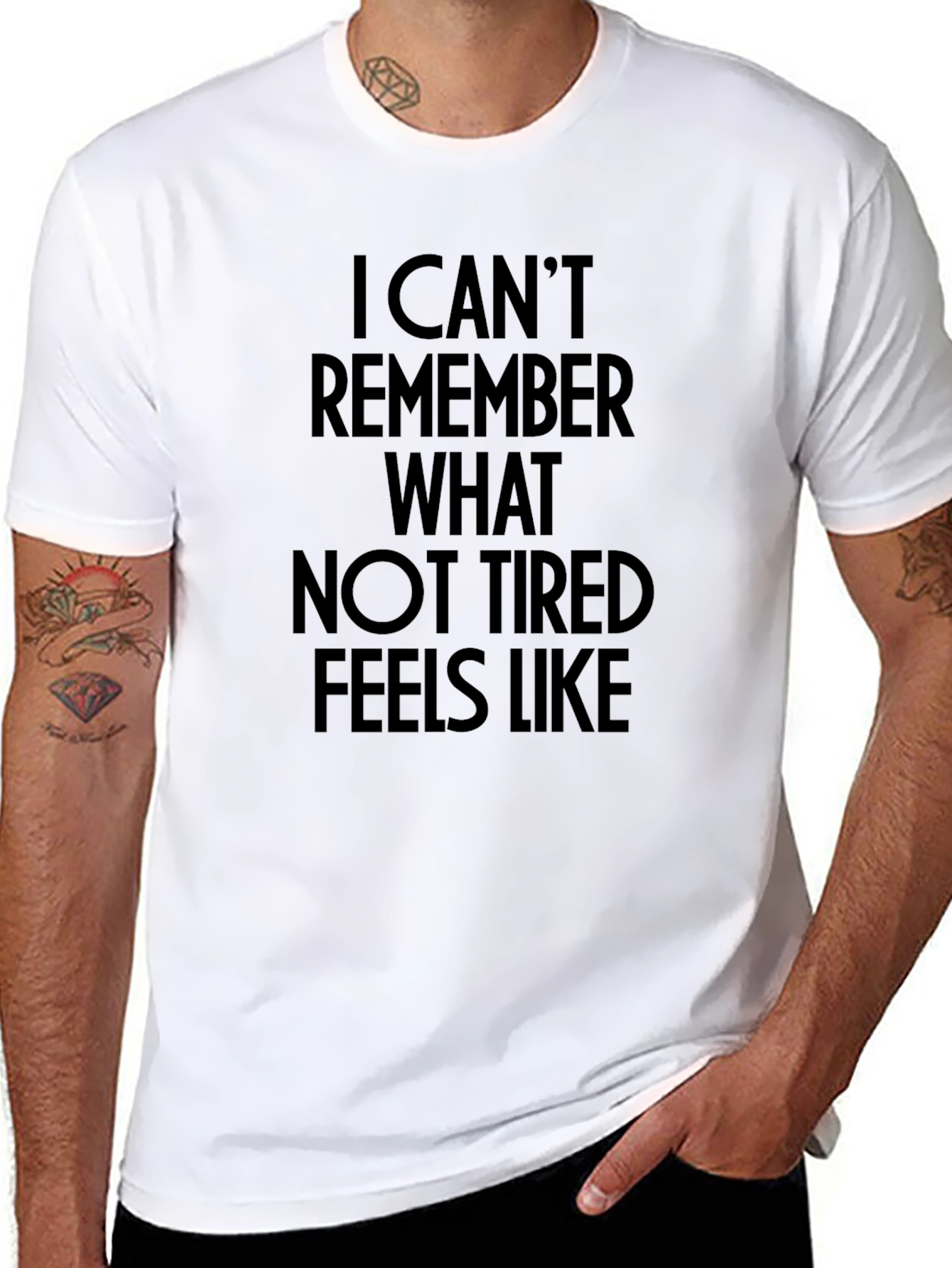 Tired Quote Tee - Black Graphic Novelty T-Shirt
