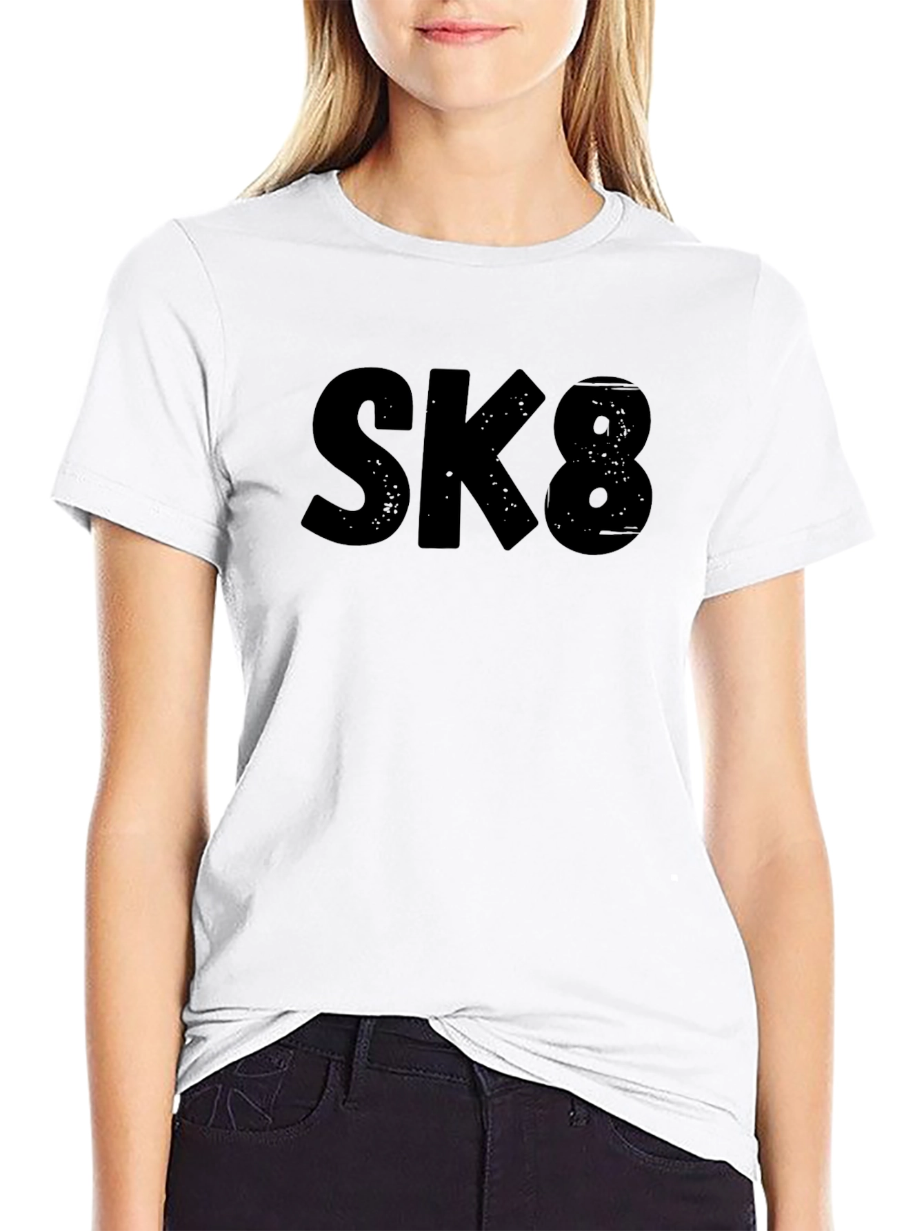 SK8 Graphic Tee - Bold Black Skateboard T-Shirt