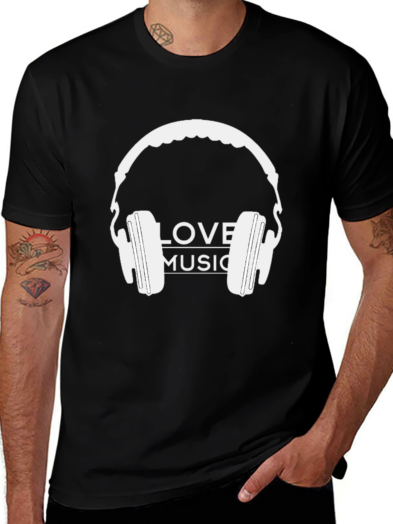 Love Music Headphones Graphic T-Shirt