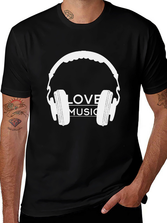 Love Music Headphones Graphic T-Shirt