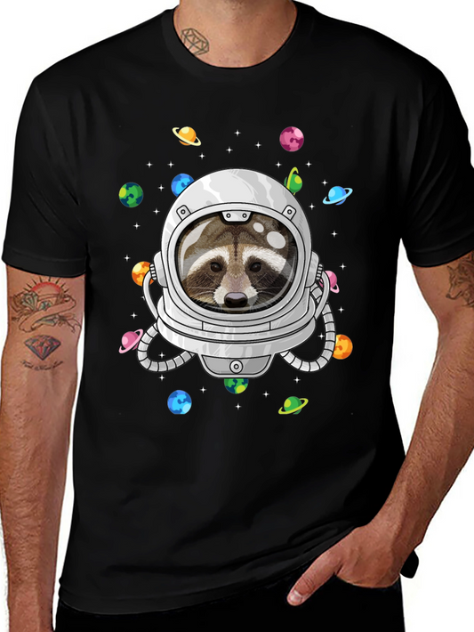 Astronaut Raccoon Graphic Tee - Space Adventure Shirt
