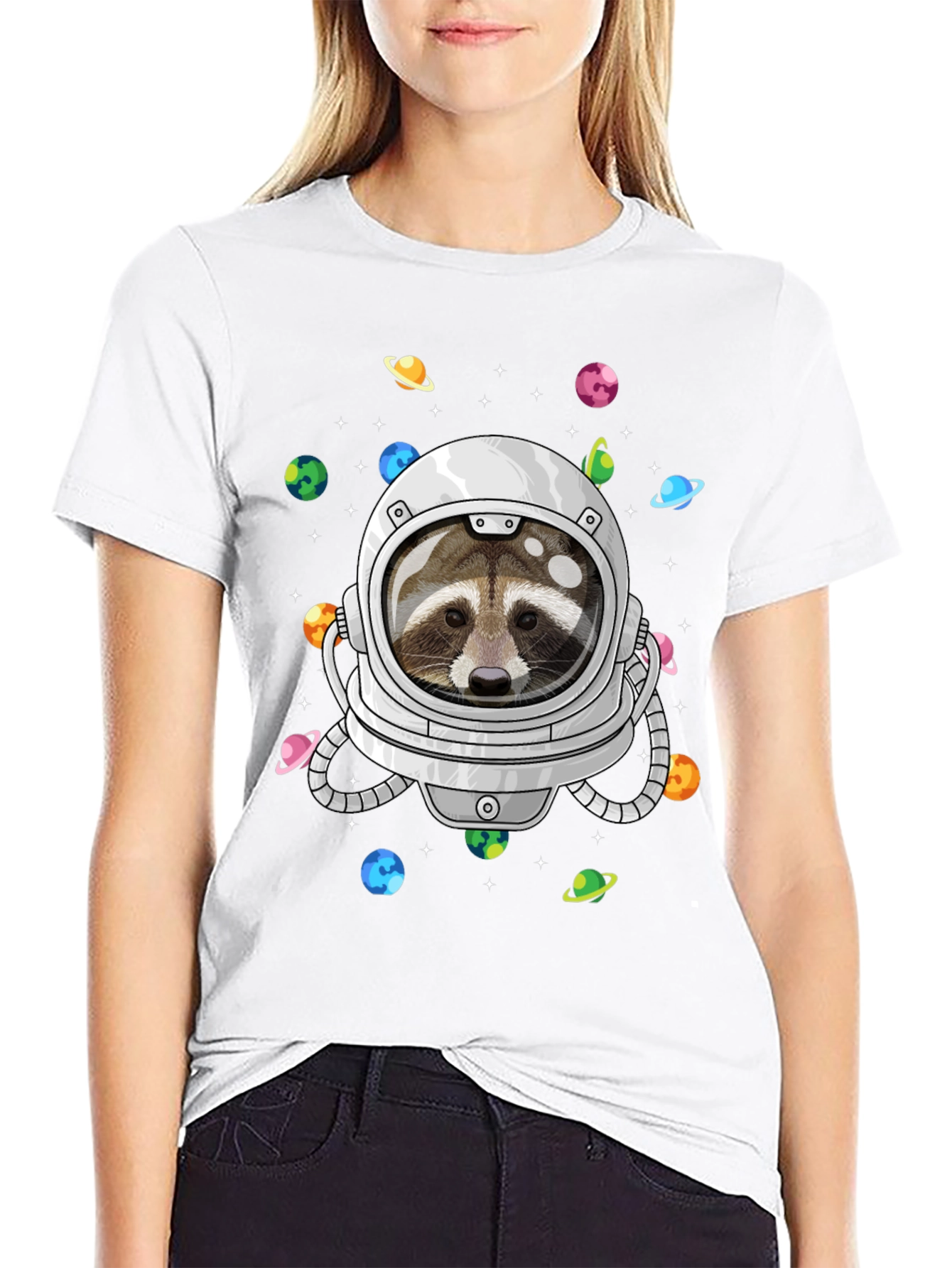 Astronaut Raccoon Graphic Tee - Space Adventure Shirt