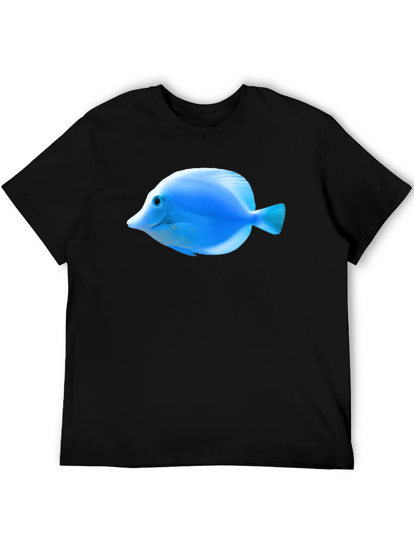 Blue Tang Fish Graphic Tee - Black Cotton T-Shirt
