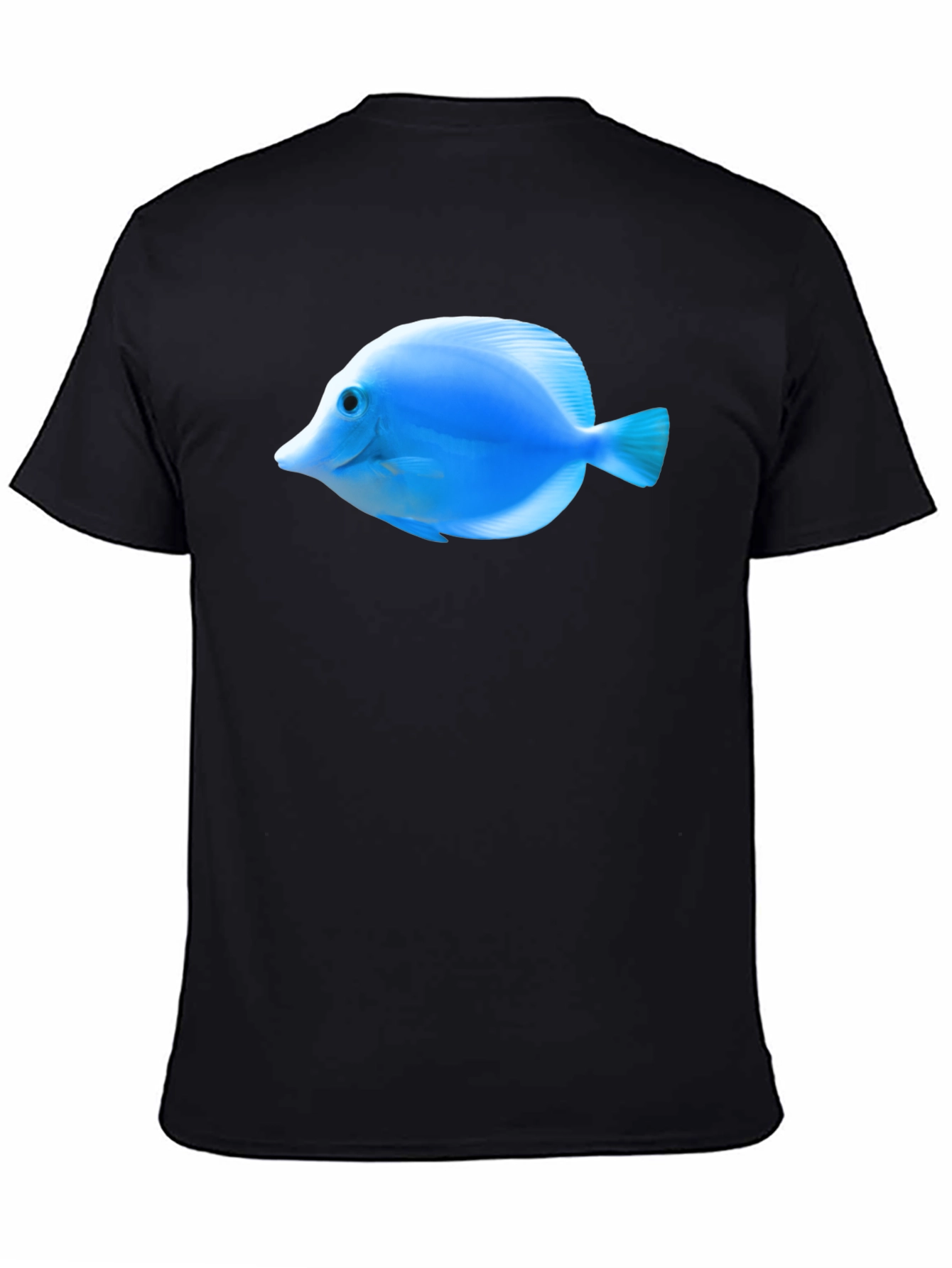 Blue Tang Fish Graphic Tee - Black Cotton T-Shirt